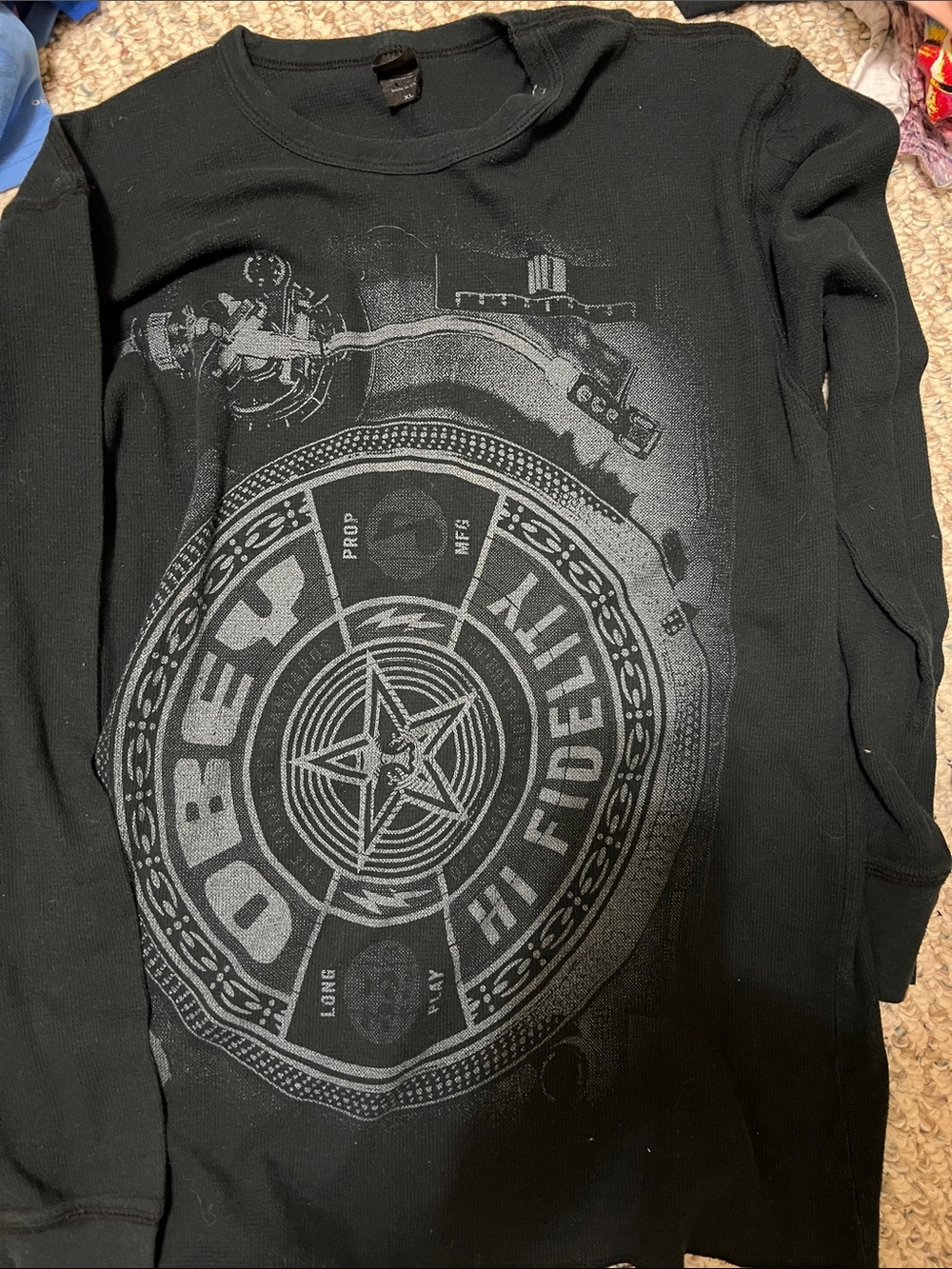 Obey Black Long-Sleeve Graphic Thermal Top